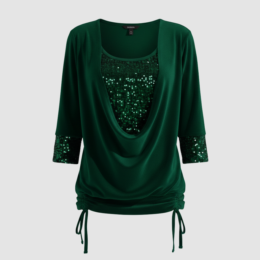 Women's Sequin Cowl Neck Christmas Party Top