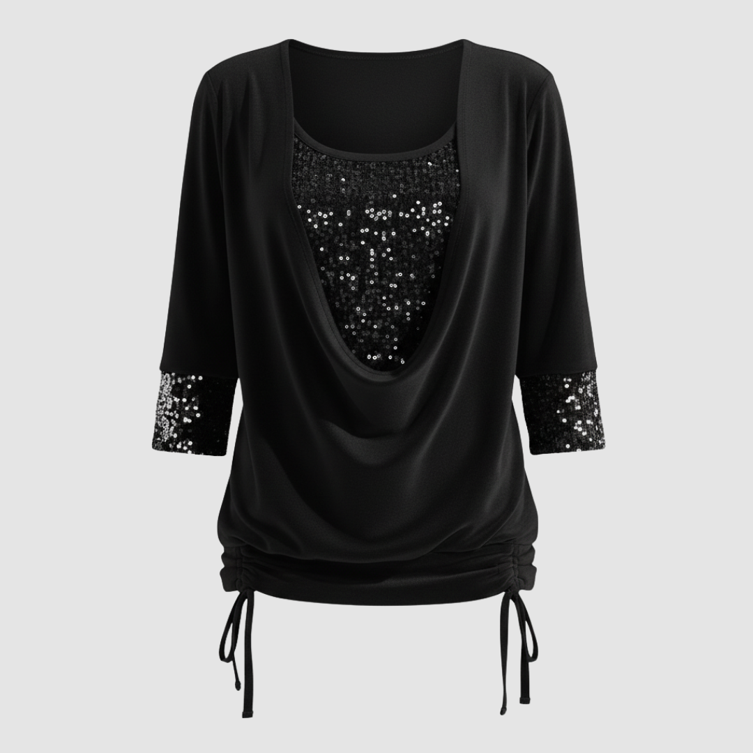 Women's Sequin Cowl Neck Christmas Party Top