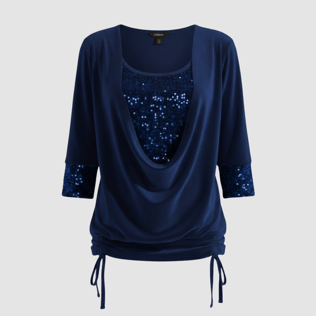 Women's Sequin Cowl Neck Christmas Party Top