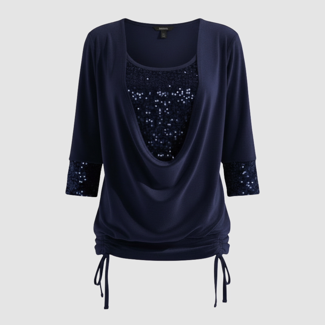 Women's Sequin Cowl Neck Christmas Party Top