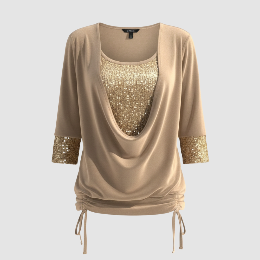Women's Sequin Cowl Neck Christmas Party Top