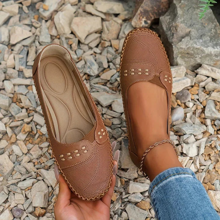 Women's Breathable Mesh Slip-On Loafer Flats with Stud Detail