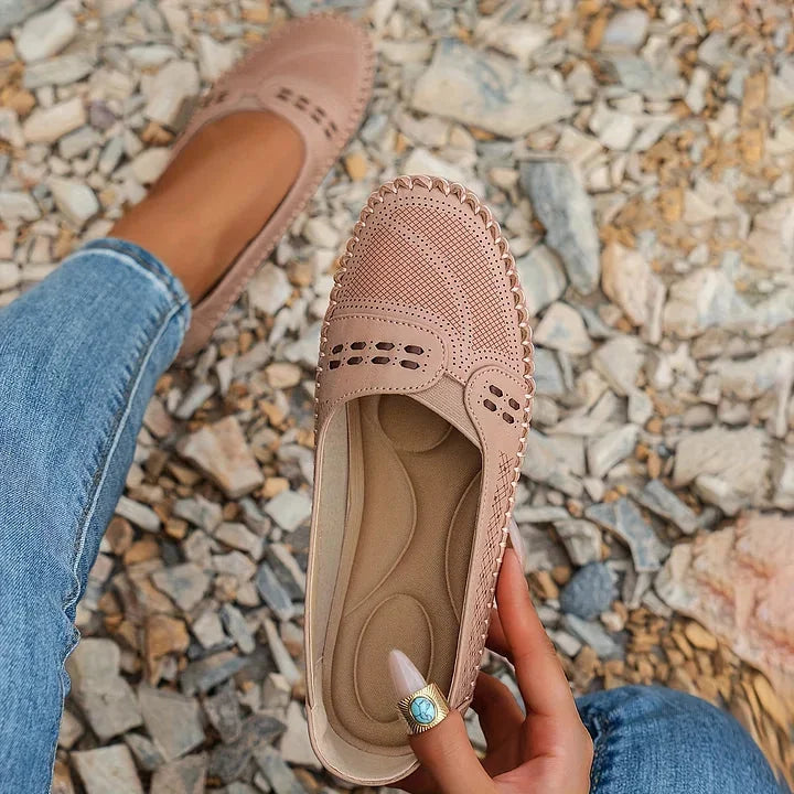 Women's Breathable Mesh Slip-On Loafer Flats with Stud Detail