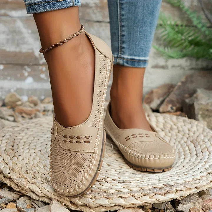 Women's Breathable Mesh Slip-On Loafer Flats with Stud Detail