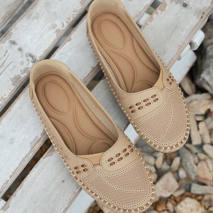 Women's Breathable Mesh Slip-On Loafer Flats with Stud Detail