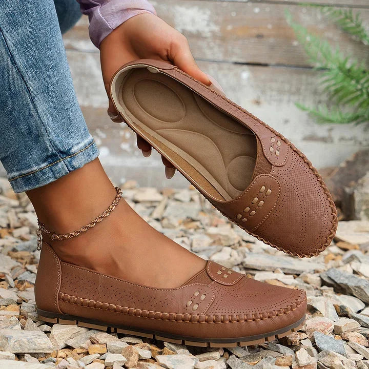 Women's Breathable Mesh Slip-On Loafer Flats with Stud Detail