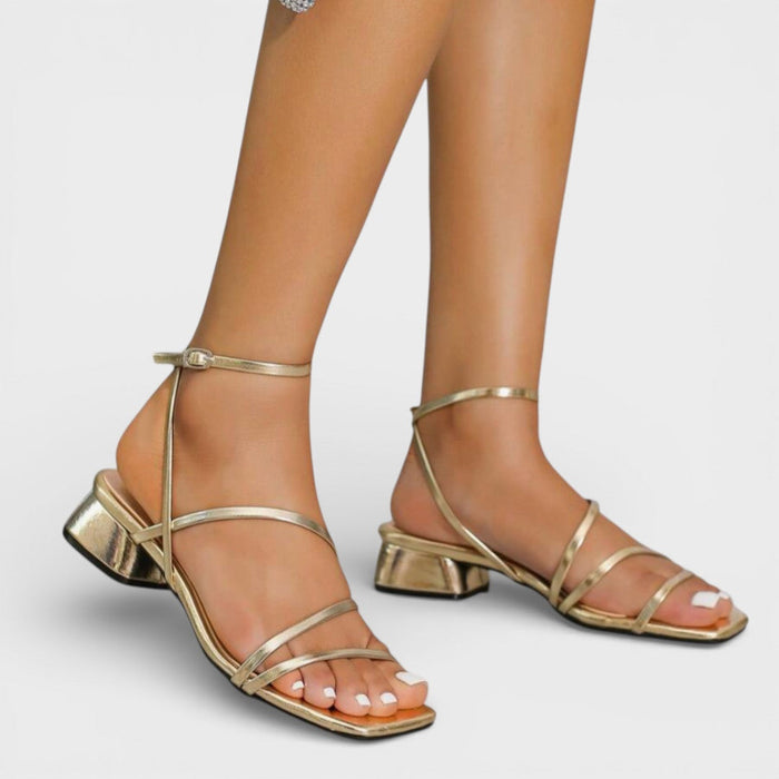 Women's Summer Strappy Square Toe Block Heel Sandals