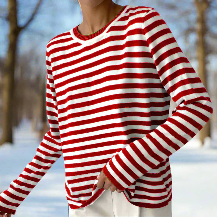 Women's Lightweight Striped Long Sleeve Crew Neck T-Shirt