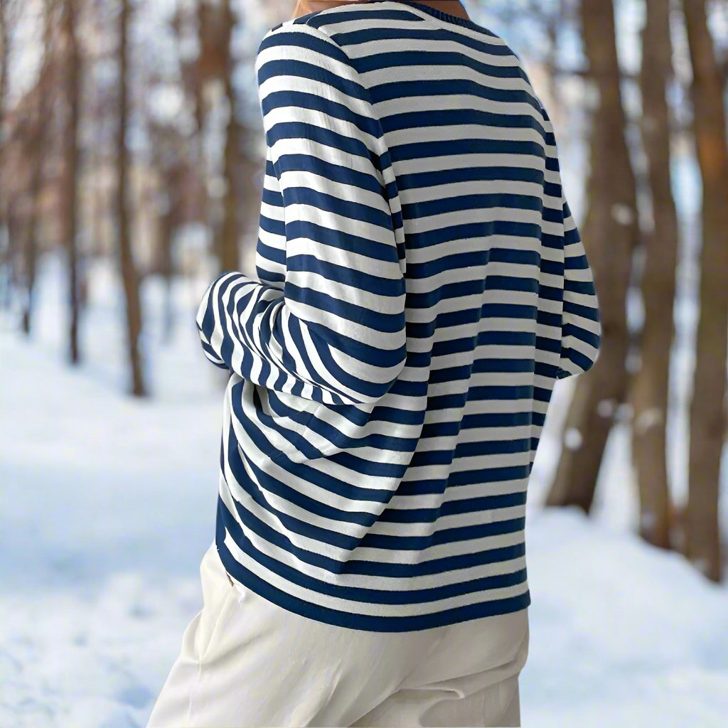Women's Lightweight Striped Long Sleeve Crew Neck T-Shirt