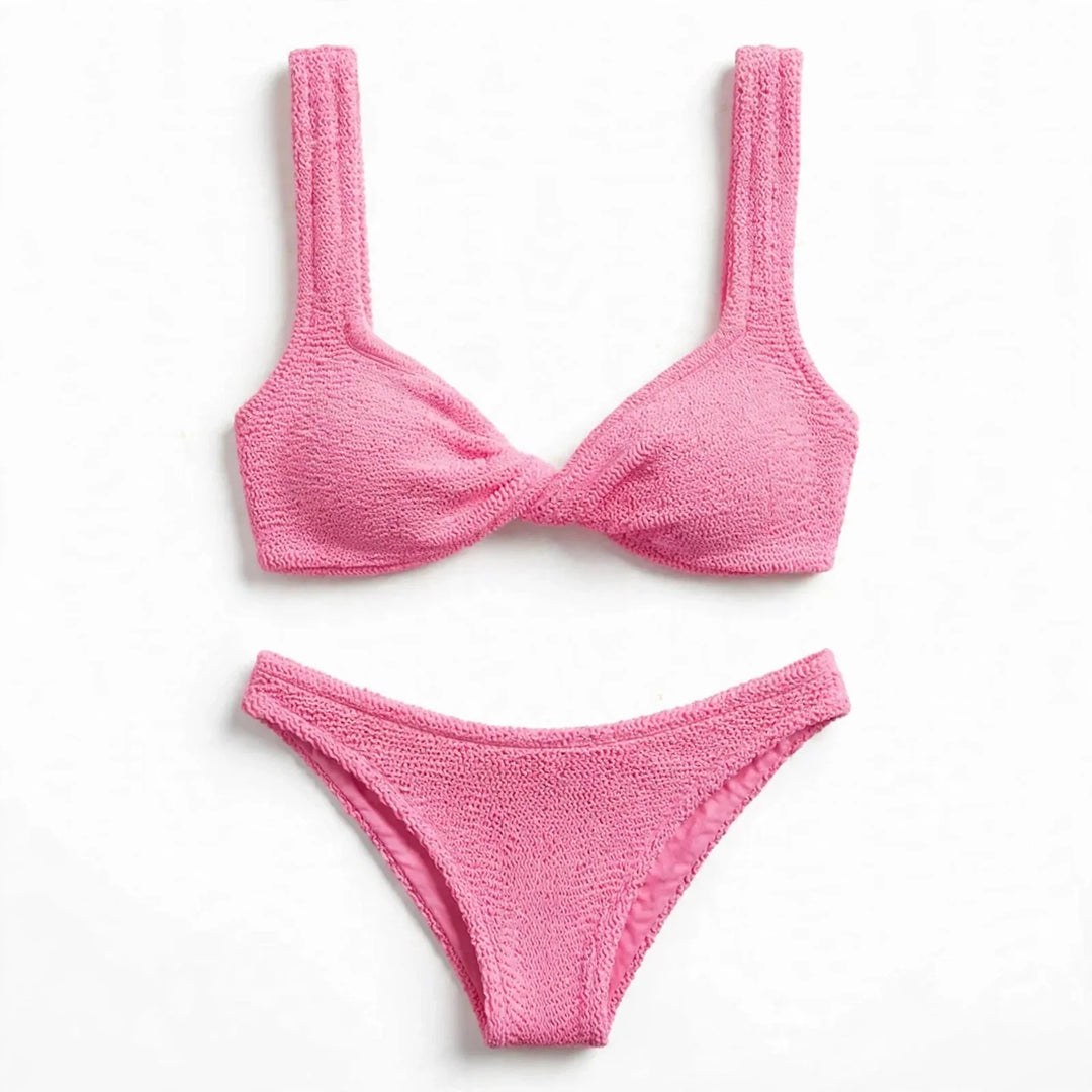 Women's Crinkle Texture Twist-Front Bikini Set