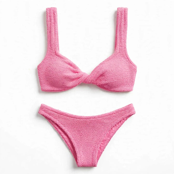 Women's Crinkle Texture Twist-Front Bikini Set