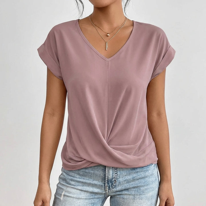 Women's Lightweight V-Neck Crossover Hem Top