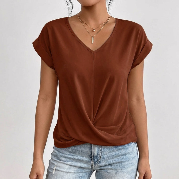 Women's Lightweight V-Neck Crossover Hem Top