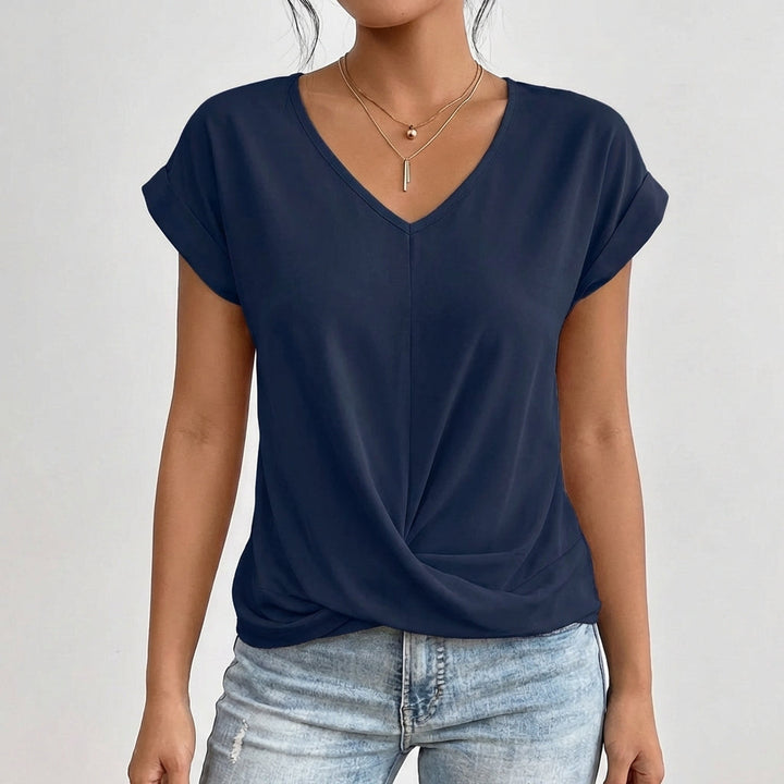 Women's Lightweight V-Neck Crossover Hem Top