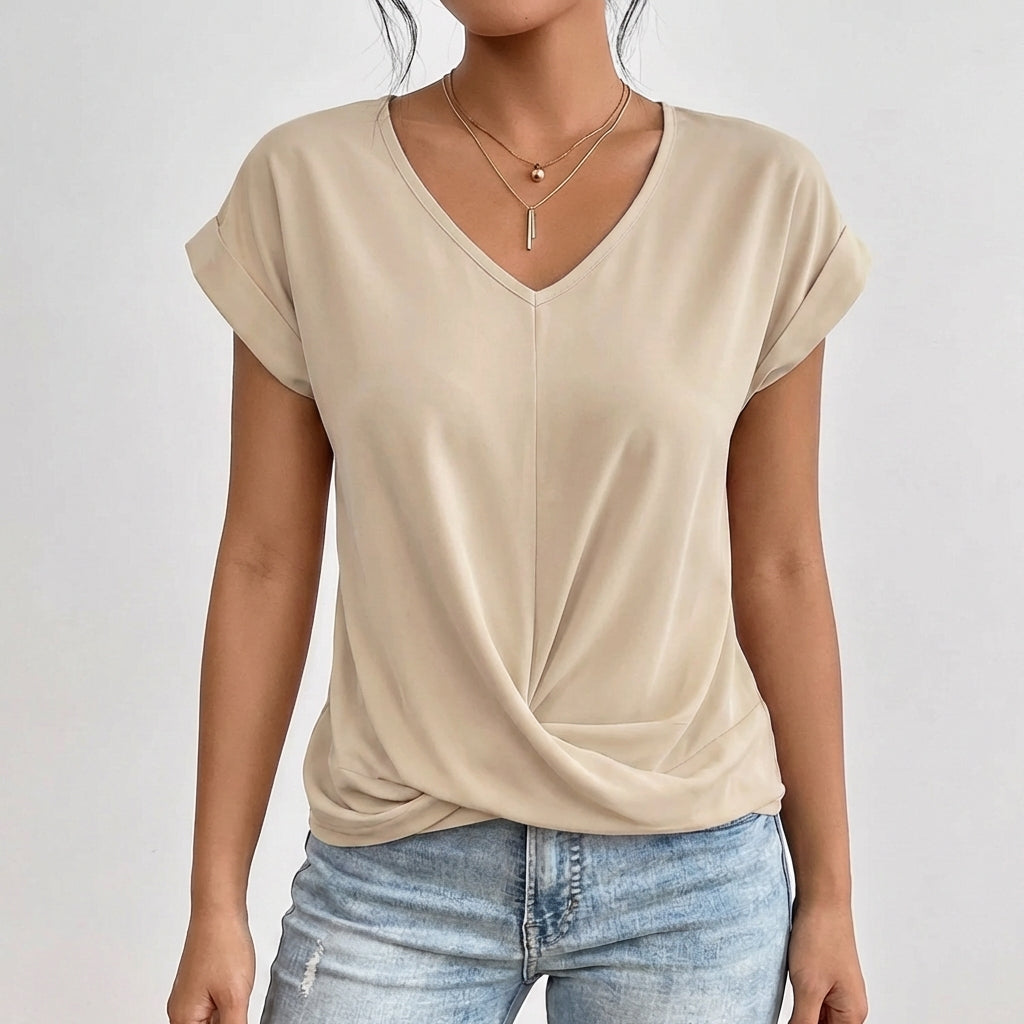 Women's Lightweight V-Neck Crossover Hem Top