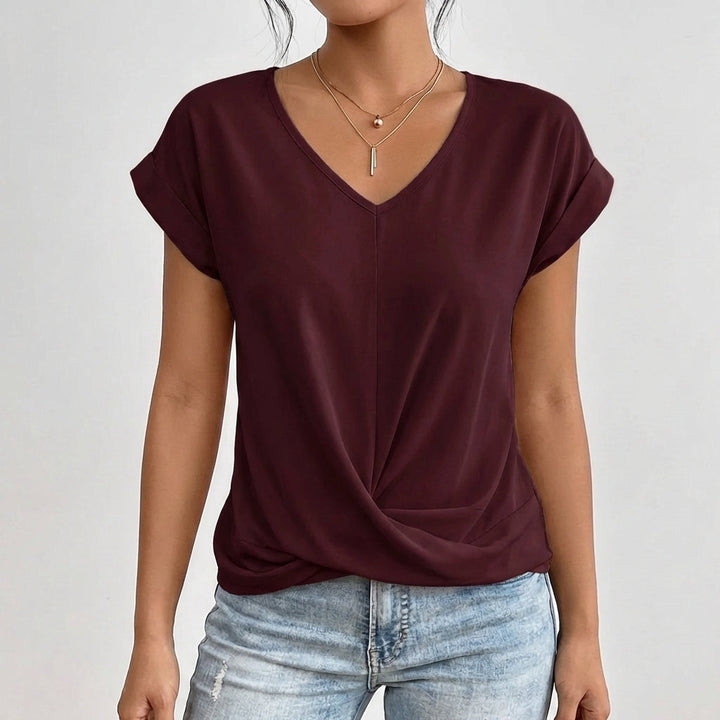 Women's Lightweight V-Neck Crossover Hem Top