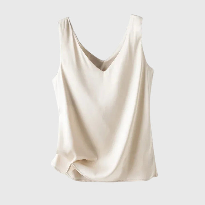 Women's Satin Loose V-Neck Singlet Top for Summer Evenings
