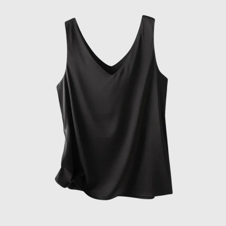 Women's Satin Loose V-Neck Singlet Top for Summer Evenings