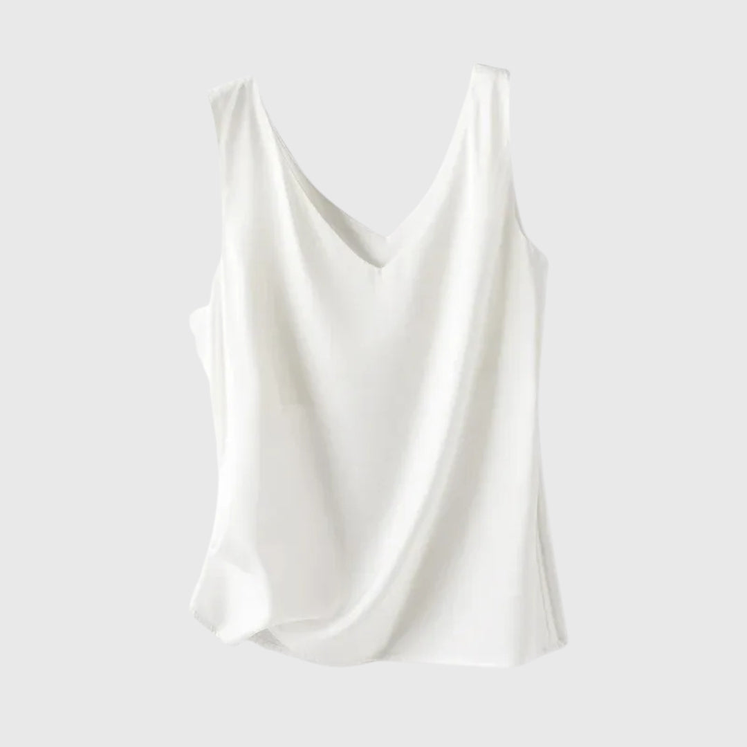Women's Satin Loose V-Neck Singlet Top for Summer Evenings