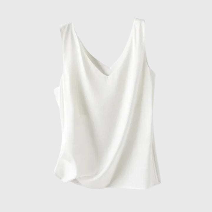 Women's Satin Loose V-Neck Singlet Top for Summer Evenings