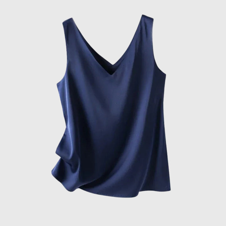 Women's Satin Loose V-Neck Singlet Top for Summer Evenings